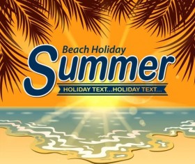 Beach holiday with summer background vector 01