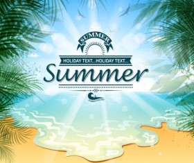 Beach holiday with summer background vector 02