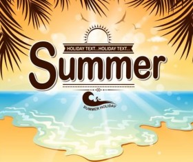 Beach holiday with summer background vector 03