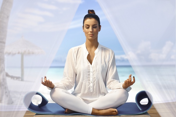 Beautiful woman meditation Stock Photo