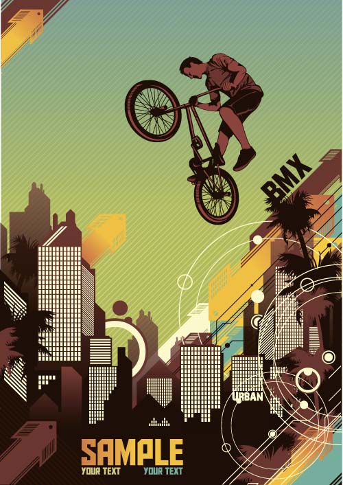 Bicycle BMX background vector design 07