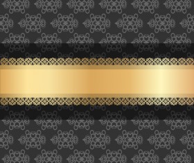 Black luxury decoration with gold ribbon background vector 03