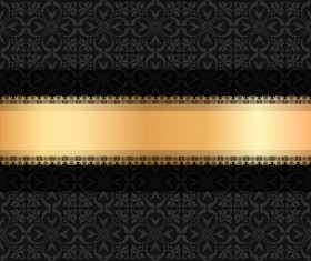 Black luxury decoration with gold ribbon background vector 04
