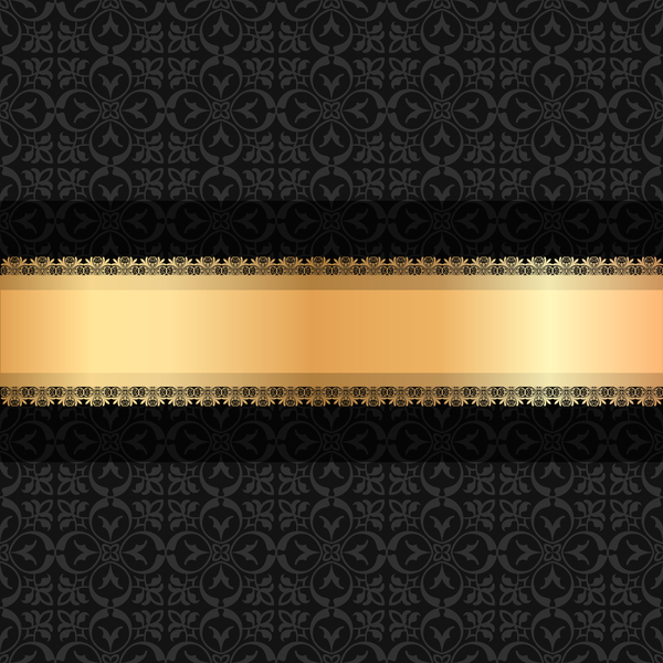 Black luxury decoration with gold ribbon background vector 04