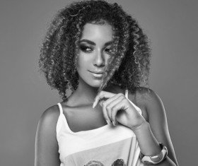 Black skin girl black and white photo HD picture