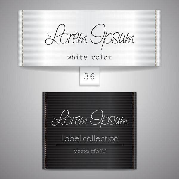 Black with white fabric tag vector material 02
