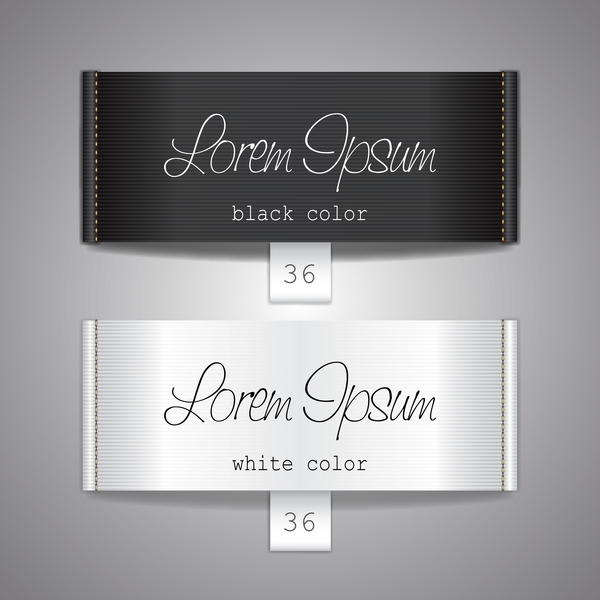 Black with white fabric tag vector material 03