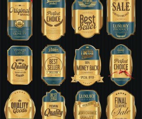 Blue and golden luxury labels vector 03