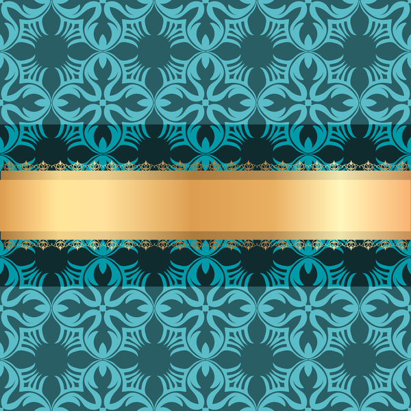 Blue luxury decoration with gold ribbon background vector 02