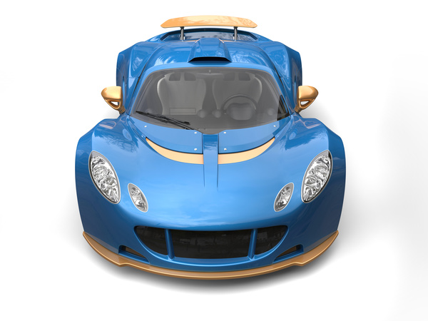 Blue sports car front view HD picture