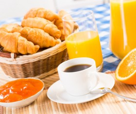 Bread with jam and coffee breakfast Stock Photo