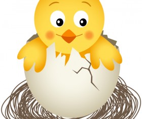 Broken eggs and cartoon chickens vector 02