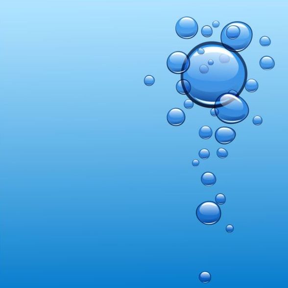 Bubbles with water background vector 04