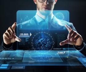 Businessman with virtual charts Stock Photo 04