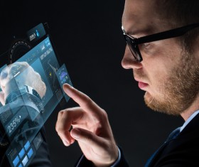 Businessman with virtual charts Stock Photo 05