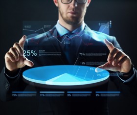 Businessman with virtual charts Stock Photo 06