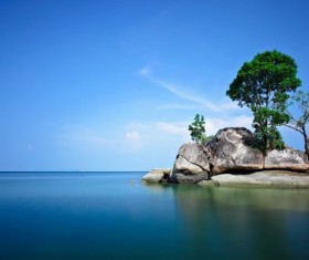 Seaside rocks at dusk HD picture free download