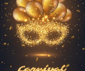 Carnival party poster with golden balloon vector