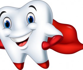 Cartoon teeth with superman vector