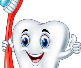 Cartoon teeth with toothbrush vector