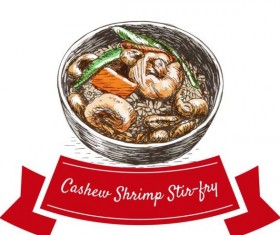 Cashew shrimp stir-bry vector