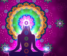 Chakra Meditation Mandala vector material 01
