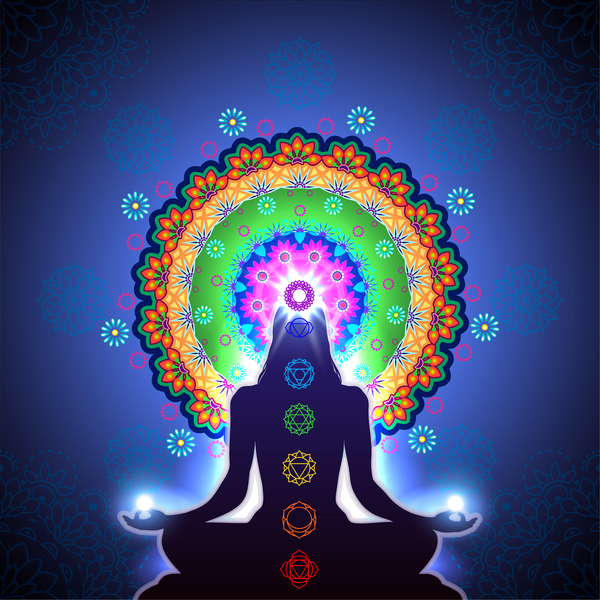 Chakra Meditation Mandala vector material 02