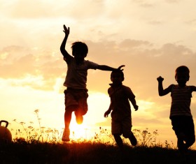 Cheered children Stock Photo