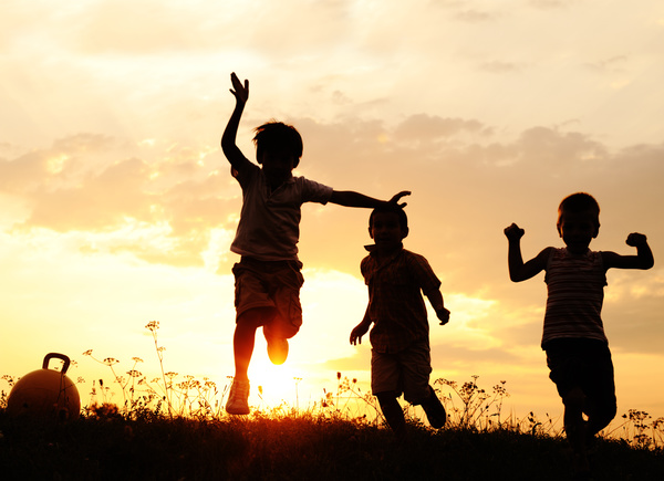 Cheered children Stock Photo