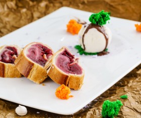 Cherry pies with vanilla ice cream HD picture