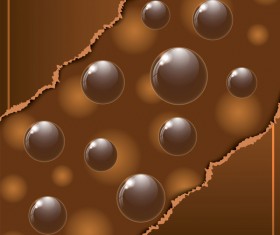 Chocolate ball with Torn paper background vector