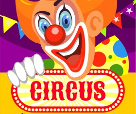 Circus poster with clown vector material
