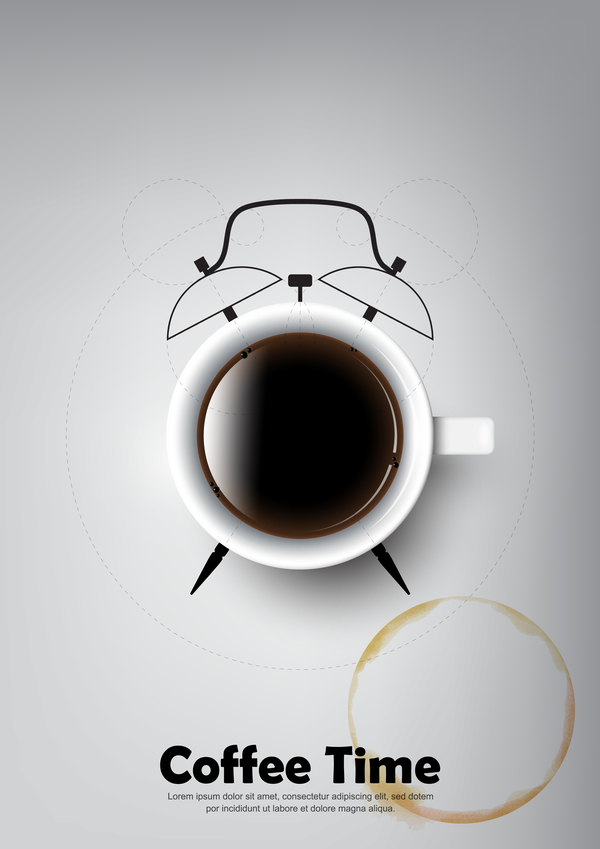 Coffee with clock vector material 01