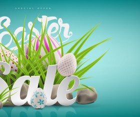 Colored egg with easter sale background vector 01