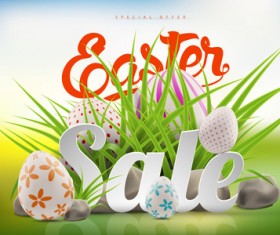 Colored egg with easter sale background vector 03