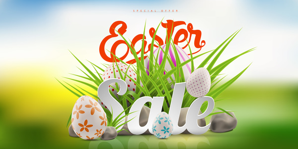 Colored egg with easter sale background vector 03
