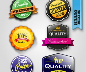 Colored red labels with badge vector material