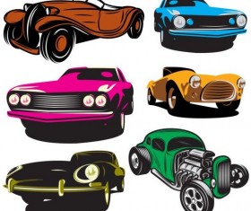 Colored retro car vector material