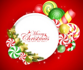 Colorful candy with christmas card vector