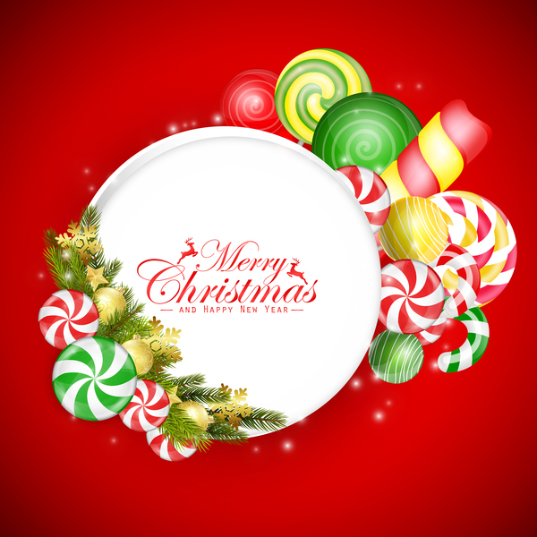 Colorful candy with christmas card vector