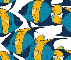 Coral fish hand drawn vector seamless pattern 01