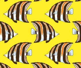 Coral fish hand drawn vector seamless pattern 04