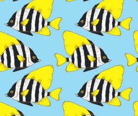 Coral fish hand drawn vector seamless pattern 05