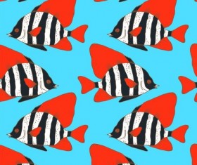 Coral fish hand drawn vector seamless pattern 08