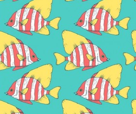 Coral fish hand drawn vector seamless pattern 09