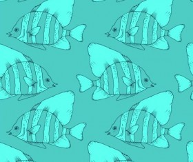 Coral fish hand drawn vector seamless pattern 10