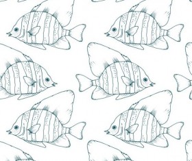 Coral fish hand drawn vector seamless pattern 12