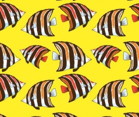 Coral fish hand drawn vector seamless pattern 14