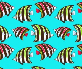 Coral fish hand drawn vector seamless pattern 15