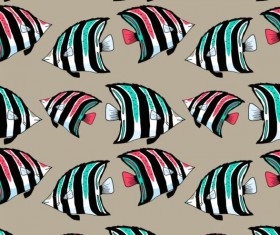 Coral fish hand drawn vector seamless pattern 16